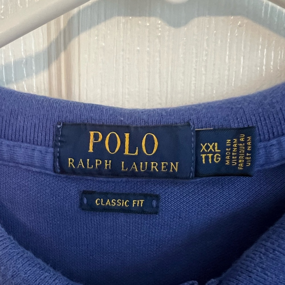 Polo Ralph Lauren Mens XXL Indigo Classic Fit Cotton Short Sleeve Polo Shirt - Picture 3 of 3